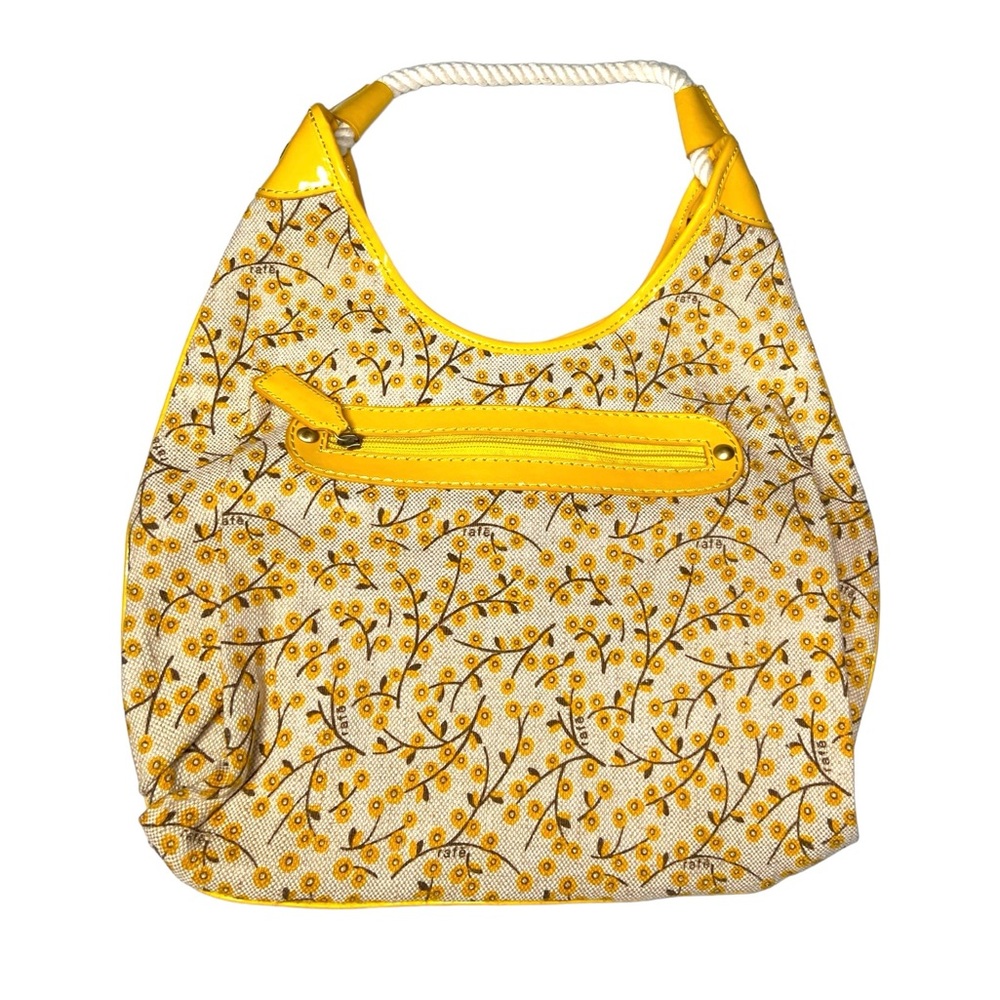 New Rafe Floral Print Yellow Handbag Rope Handle Hobo